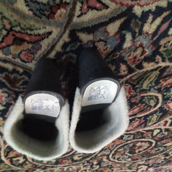 MAGUBA Leather Shearling Mule Swedish Clogs Black - Picture 2 of 3